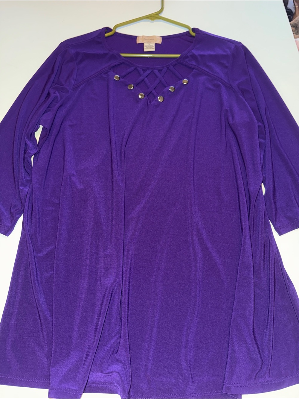Diana Belle Purple Women's Lattice-Neck Tunic Top